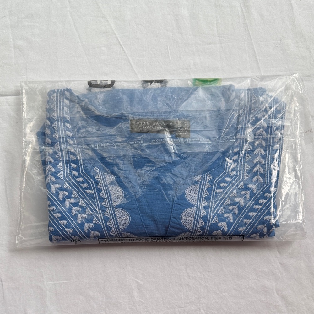 Brand New Susan Graver Sky Blue Embroidered Tank Top - Picture 12 of 13